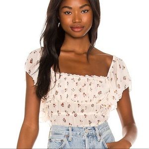 FREE PEOPLE Floral Flutter Bodysuit